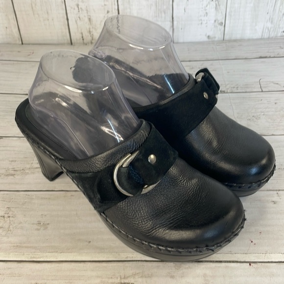 Nurture Black Clogs/Mules with Silver Ring Accents - Picture 1 of 11